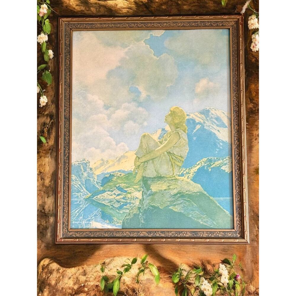 Maxfield Parrish-Daybreak-1920s Reinthal Newman Art Deco Print Framed-Antique